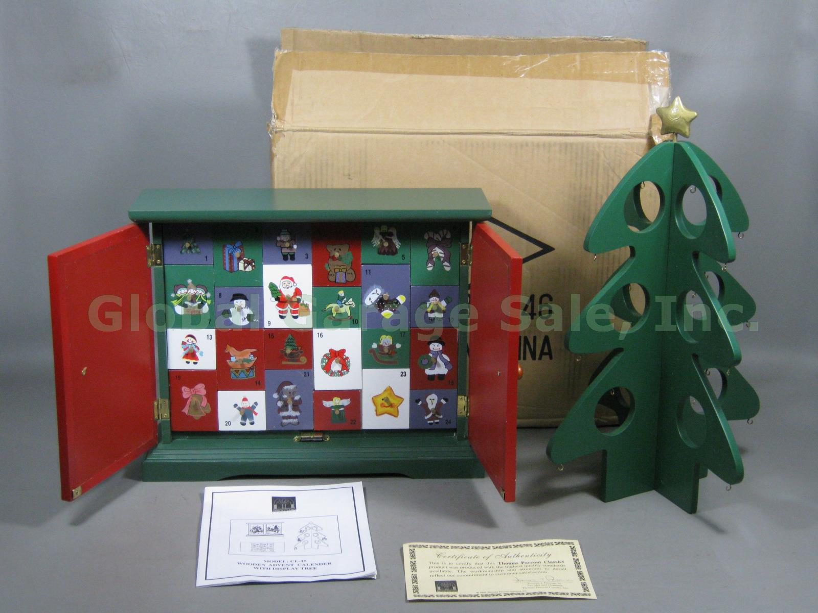 Thomas Pacconi Classics Wooden Advent Calendar W/ Xmas Tree Ornaments Box COA NR
