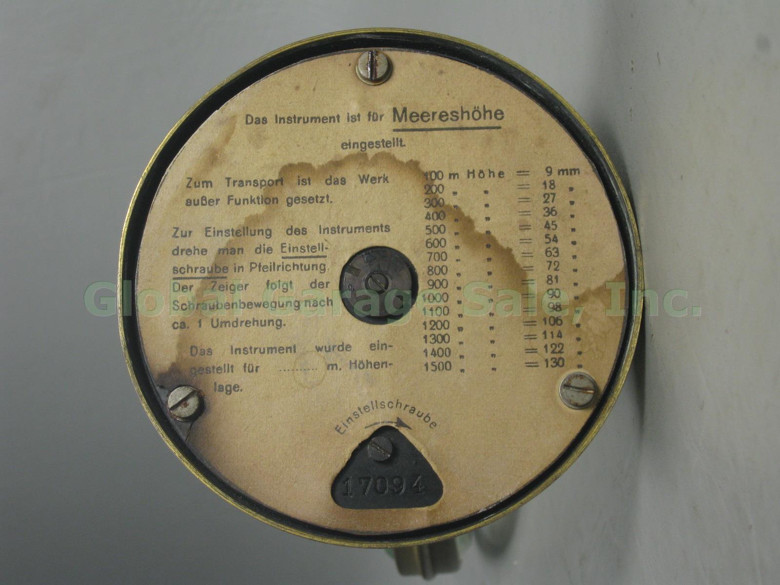 Vtg Antique 1925 C.P Goerz Brass Pedestal Aneroid Table Barometer DRGM Germany 6