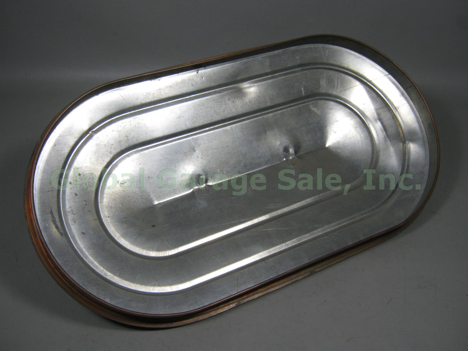 Vtg Rome Metal Ware #148 11.5 Gal Solid Copper Wash Boiler Tub W/ Handles + Lid 6