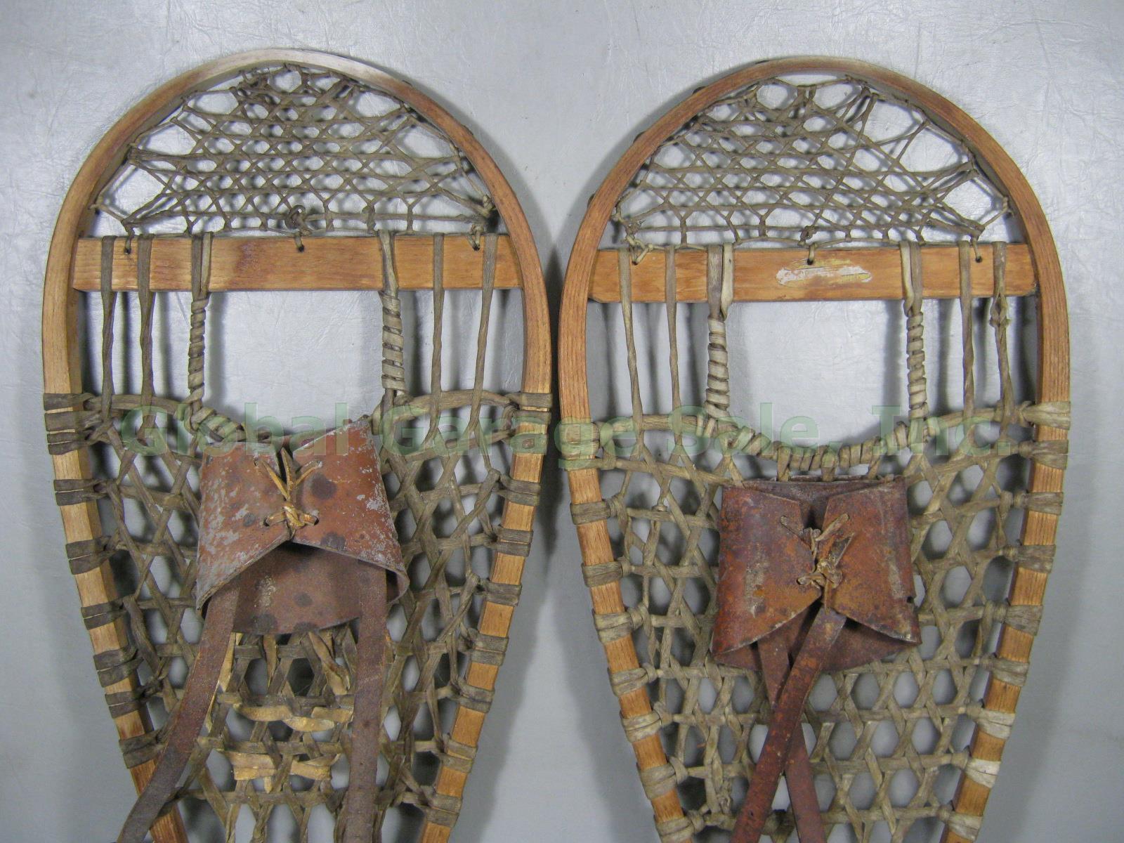 Vtg Antique J.A Osgood Milford Maine Penobscot Special Wooden Snowshoes 36" x12" 1