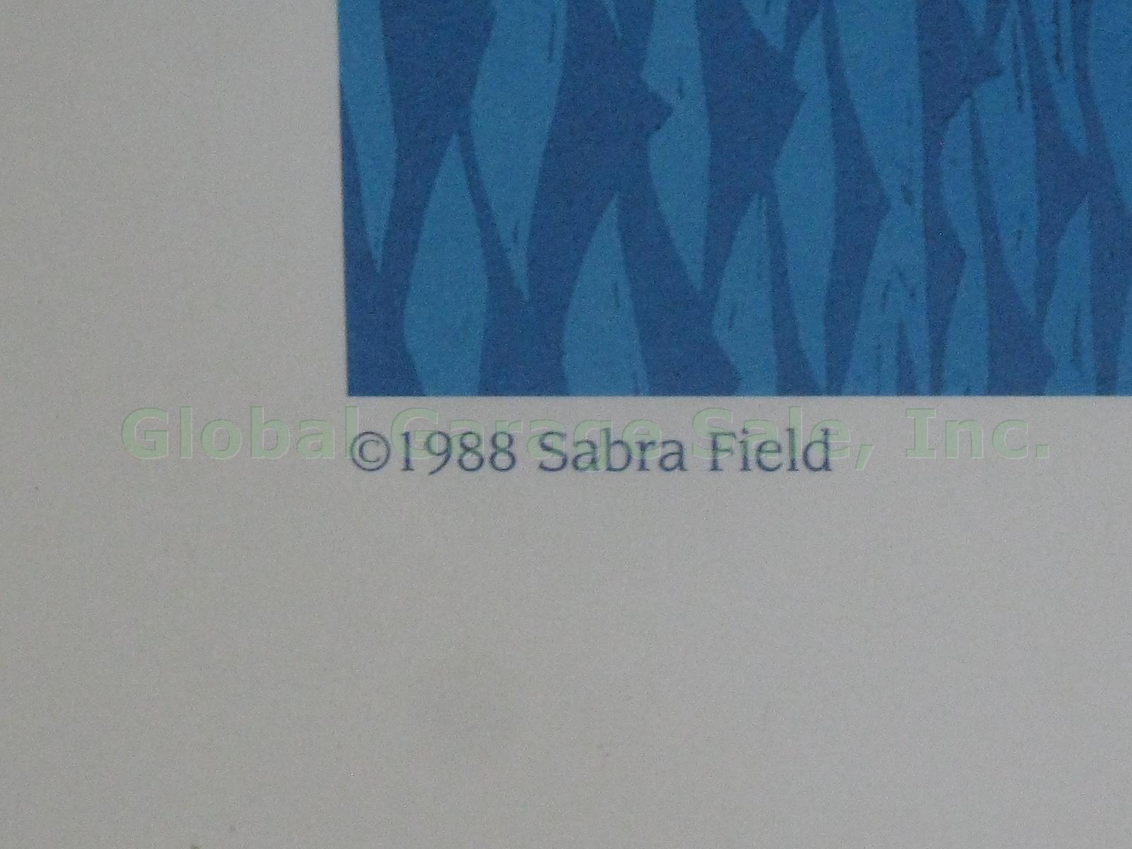 1988 Sabra Field Woodcut Poster Blue Heron Lake Champlain Burlington Vermont NR! 3