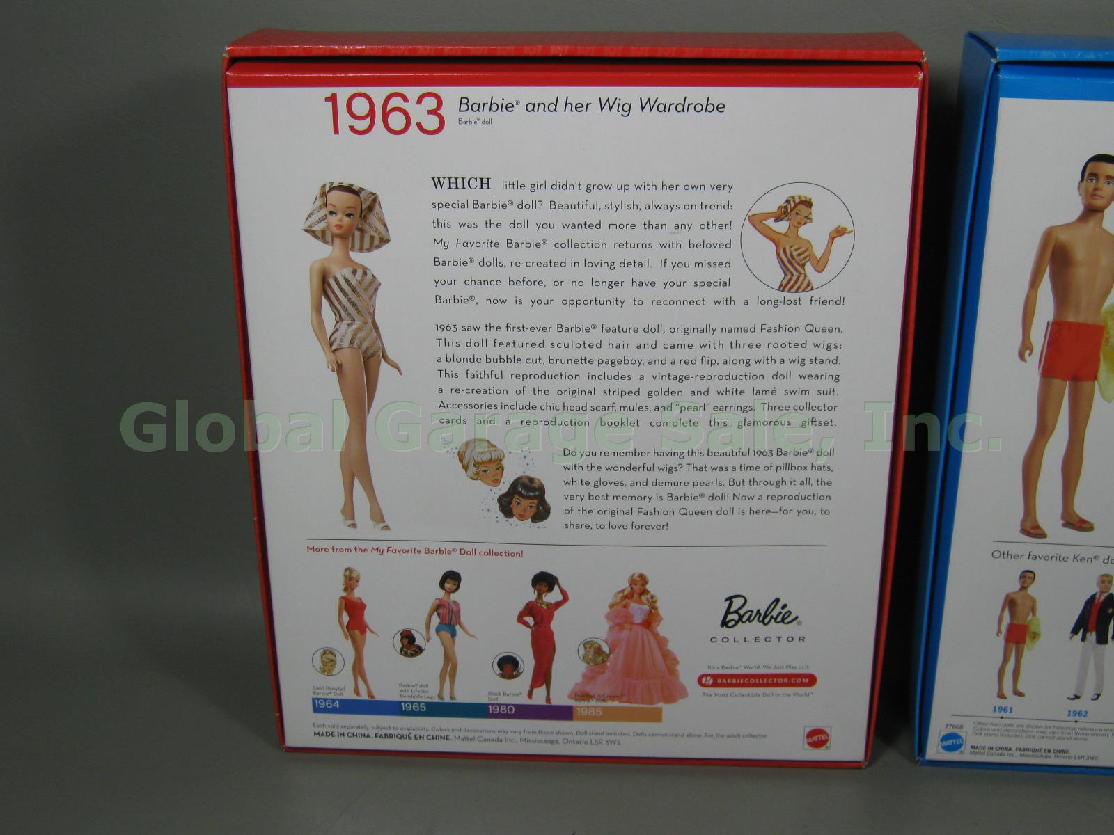 New 2009 My Favorite Barbie 1963 Reproduction Collector Doll + 2010 Ken 1961 NR! 3