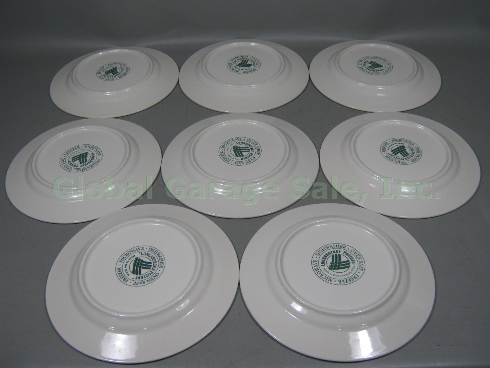8 Longaberger Woven Traditions Heritage Green Dinner Plates Set Lot 10-1/4" NR!! 2