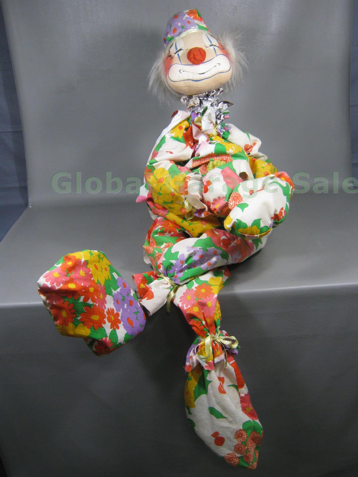 HUGE Vtg 1971 Annalee Mobilitee Clown Doll +Floral Outfit Meredith New Hampshire