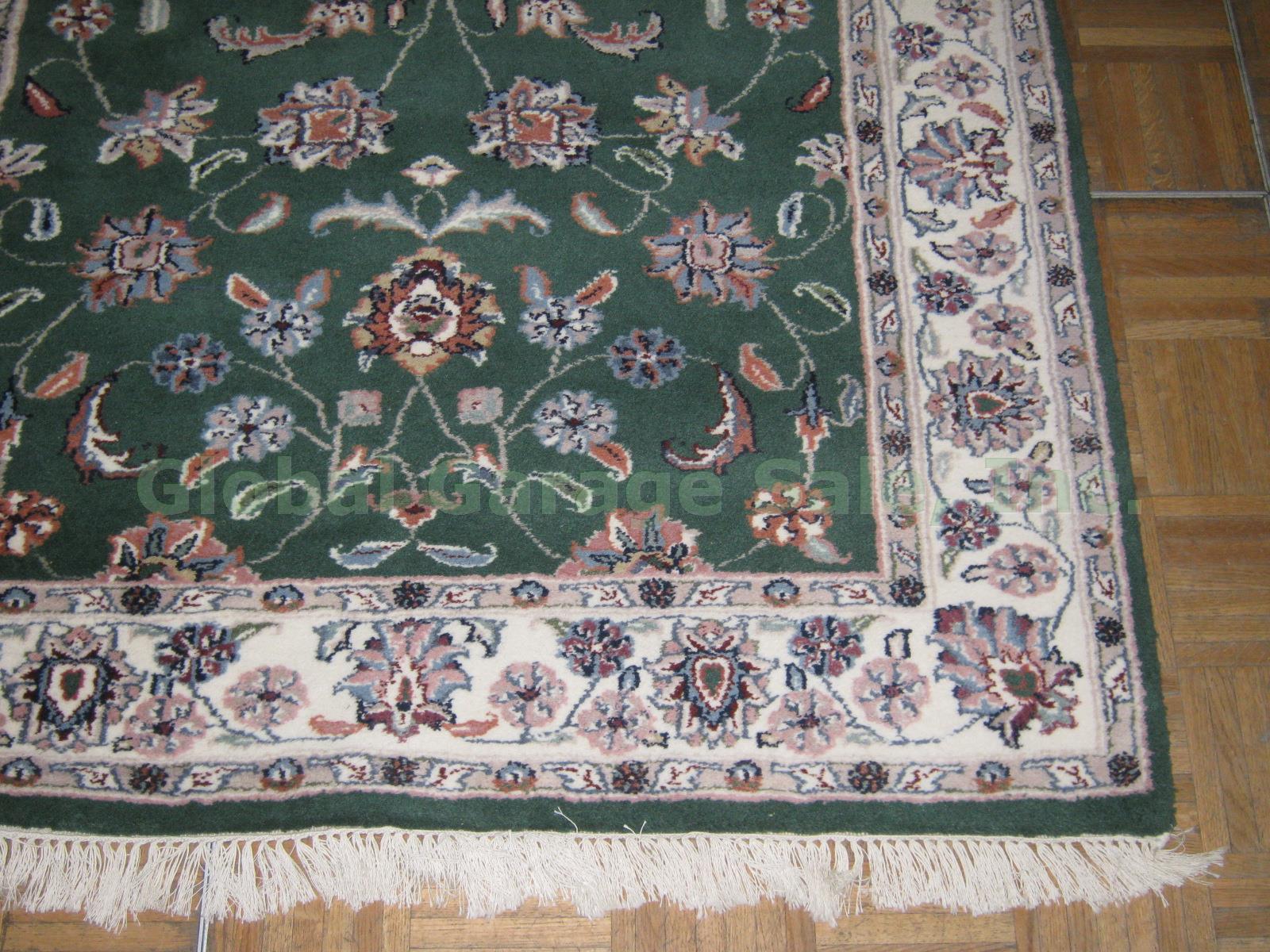 Kashan Indian Hand Knotted 100% Wool Pile 50" x 75" Green Carpet Area Rug NO RES 2