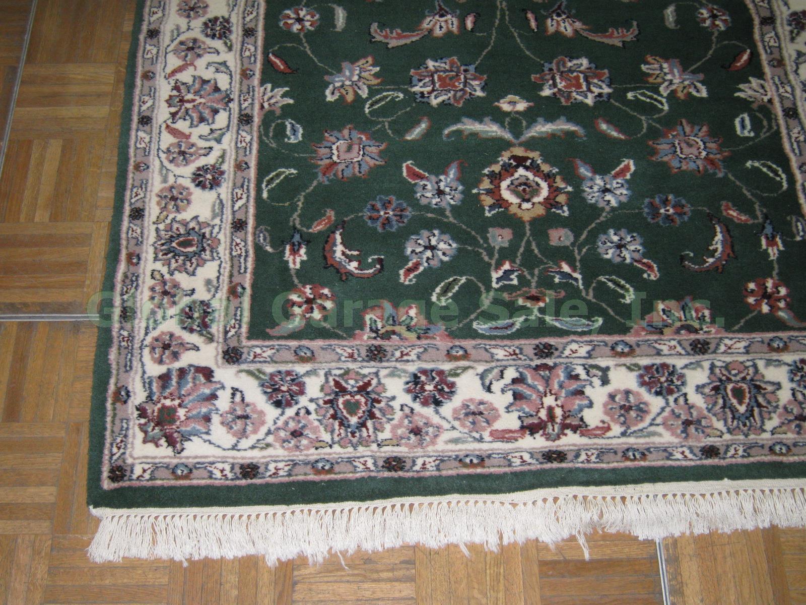 Kashan Indian Hand Knotted 100% Wool Pile 50" x 75" Green Carpet Area Rug NO RES 3