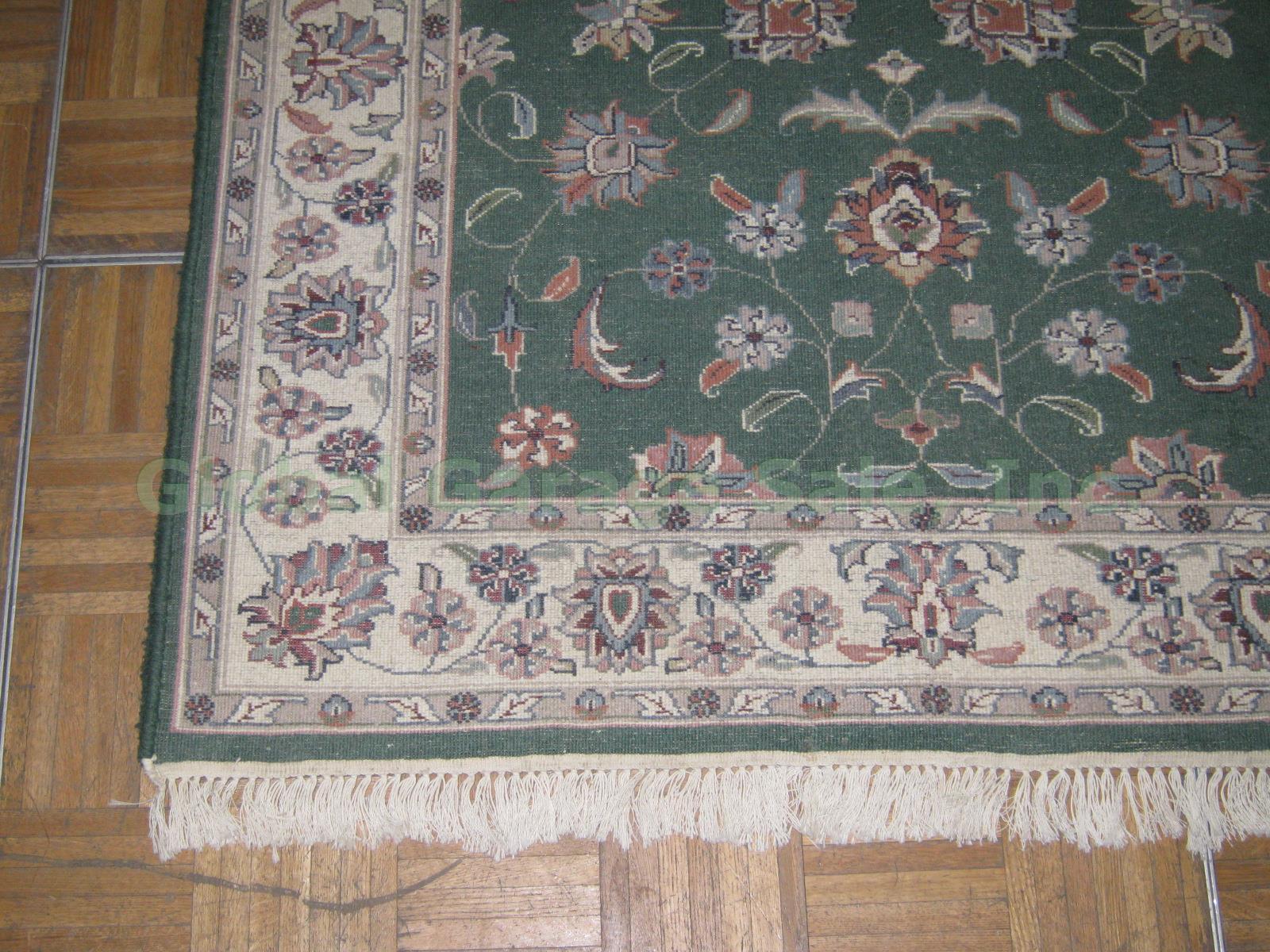 Kashan Indian Hand Knotted 100% Wool Pile 50" x 75" Green Carpet Area Rug NO RES 6