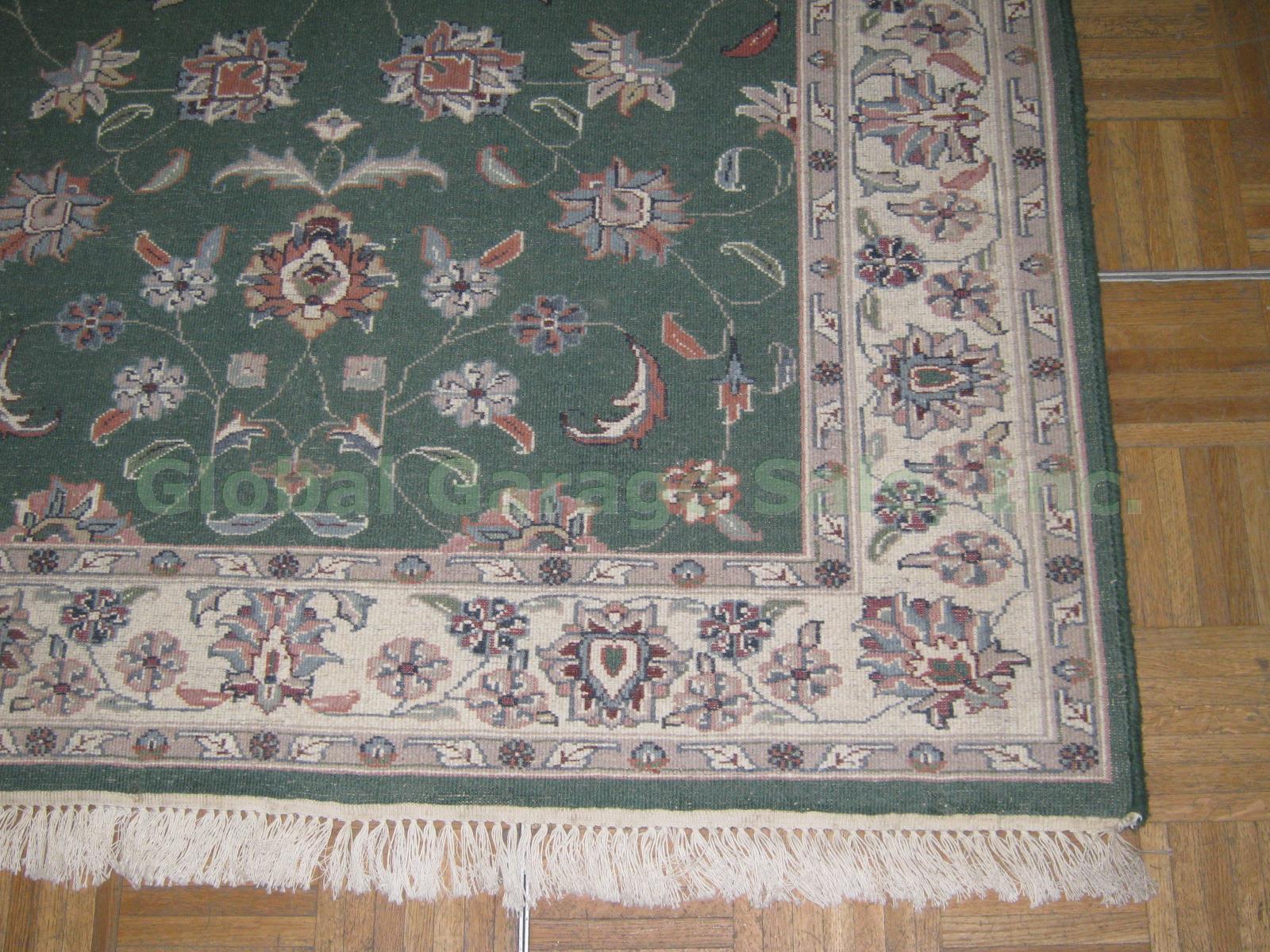 Kashan Indian Hand Knotted 100% Wool Pile 50" x 75" Green Carpet Area Rug NO RES 7