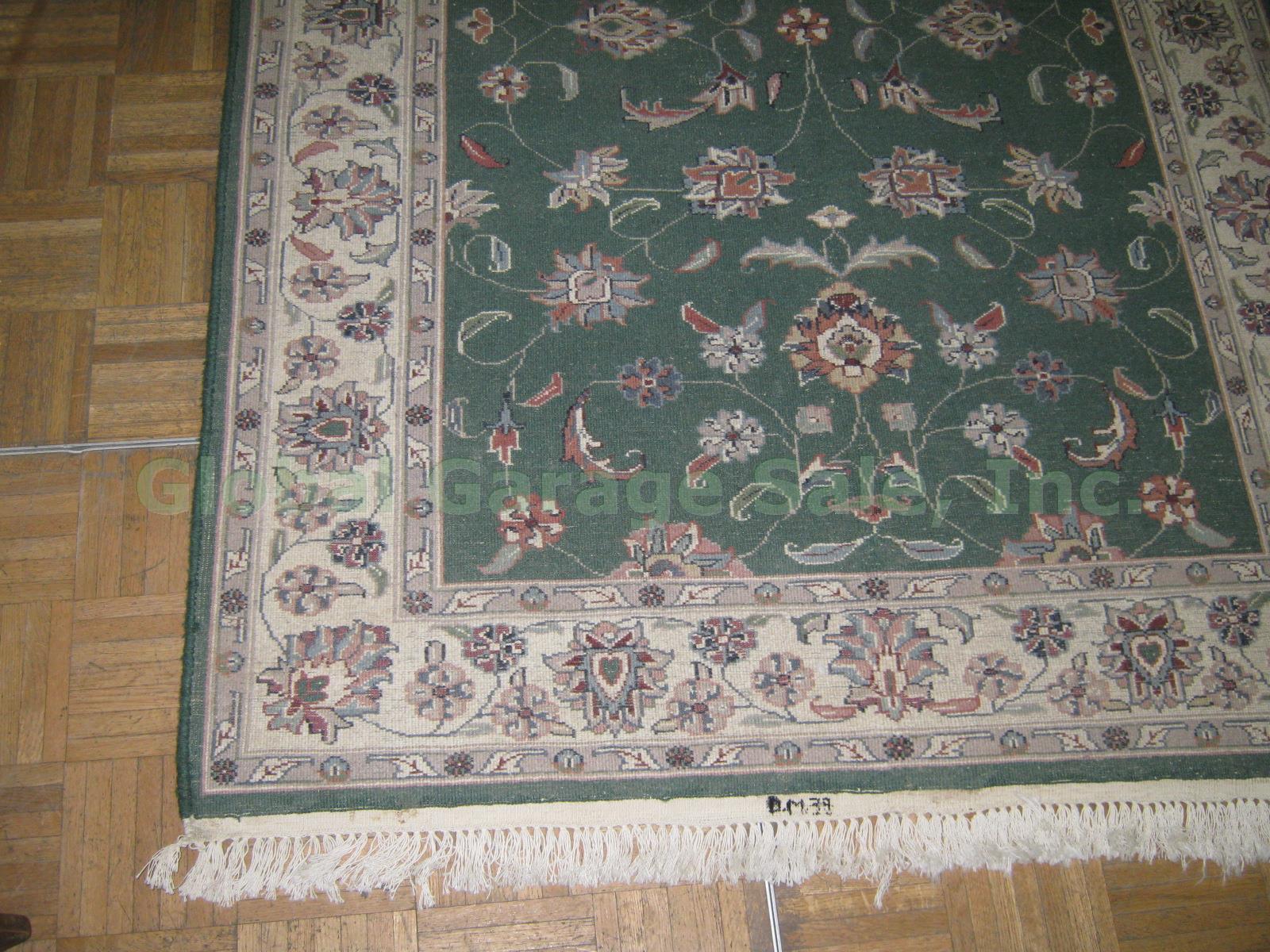 Kashan Indian Hand Knotted 100% Wool Pile 50" x 75" Green Carpet Area Rug NO RES 8