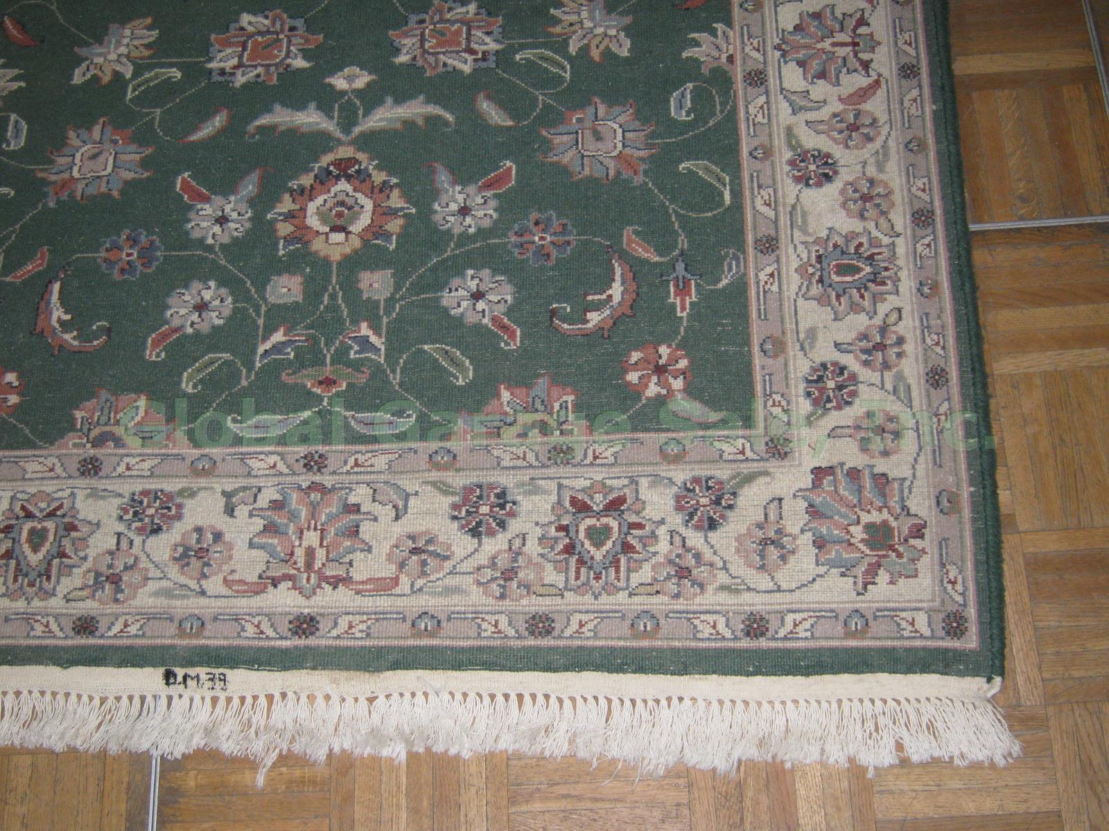 Kashan Indian Hand Knotted 100% Wool Pile 50" x 75" Green Carpet Area Rug NO RES 9