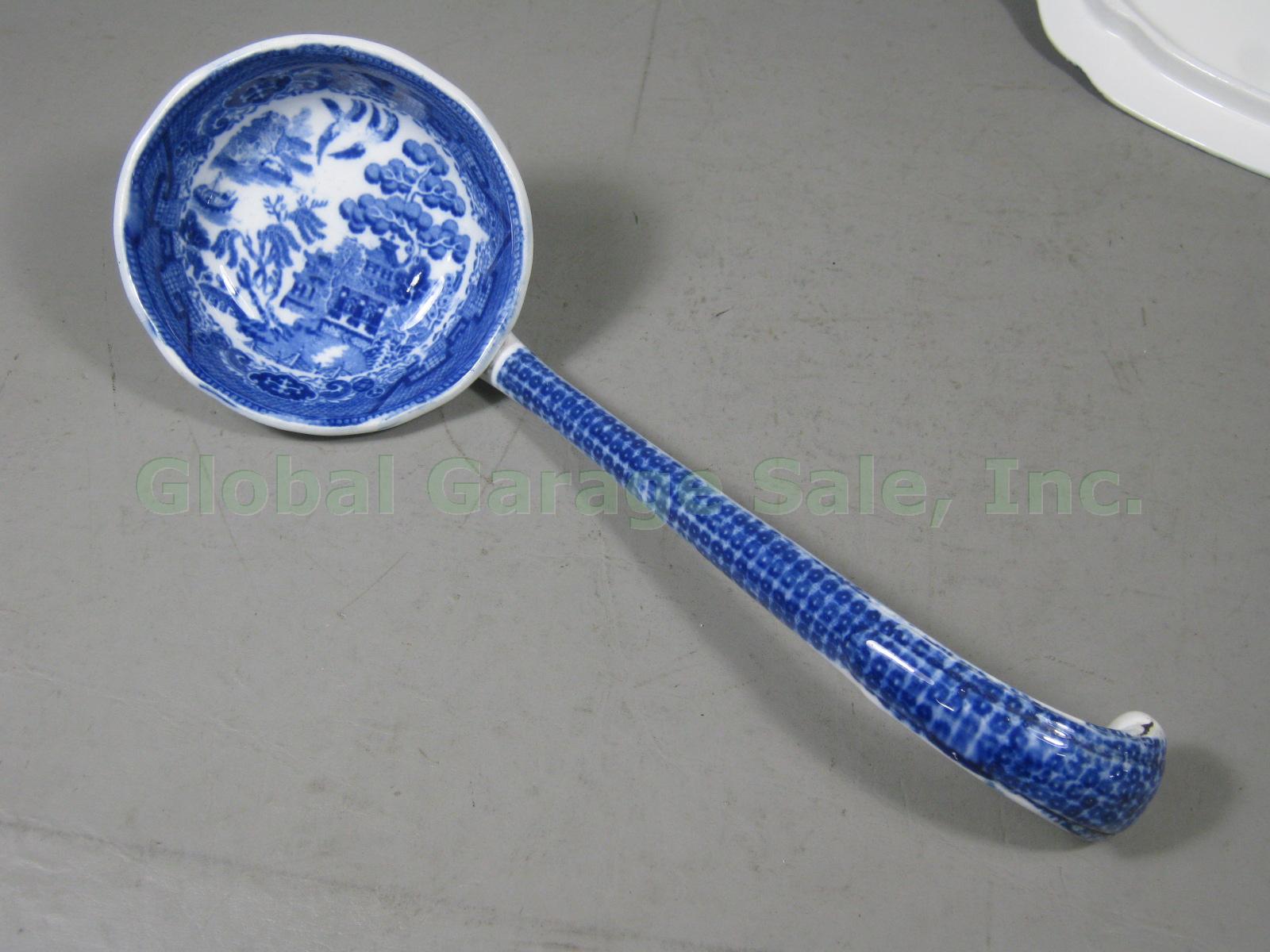 Antique Wedgwood Blue Willow 9" Soup Tureen + Ladle Transferware England EXC! NR 8