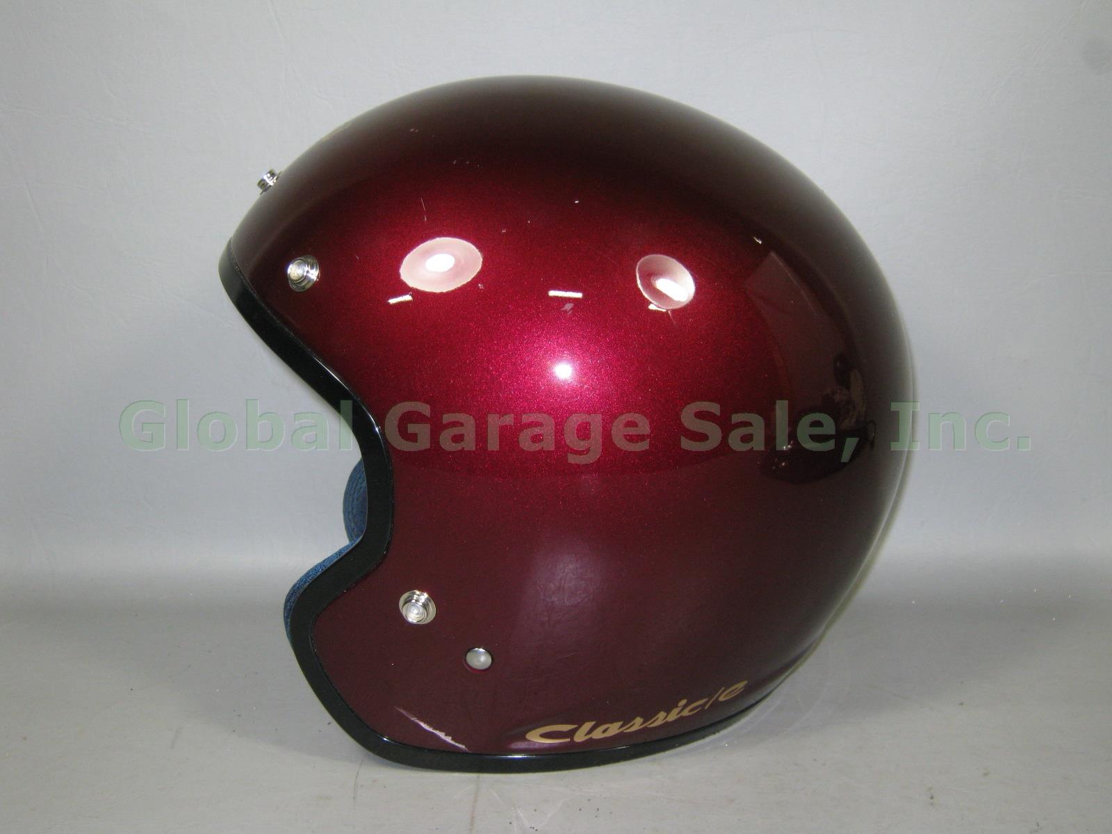 Arai Classic E Open Face Burgundy Motorcycle Helmet XL W/ Visor Gloves Cap Bag + 3