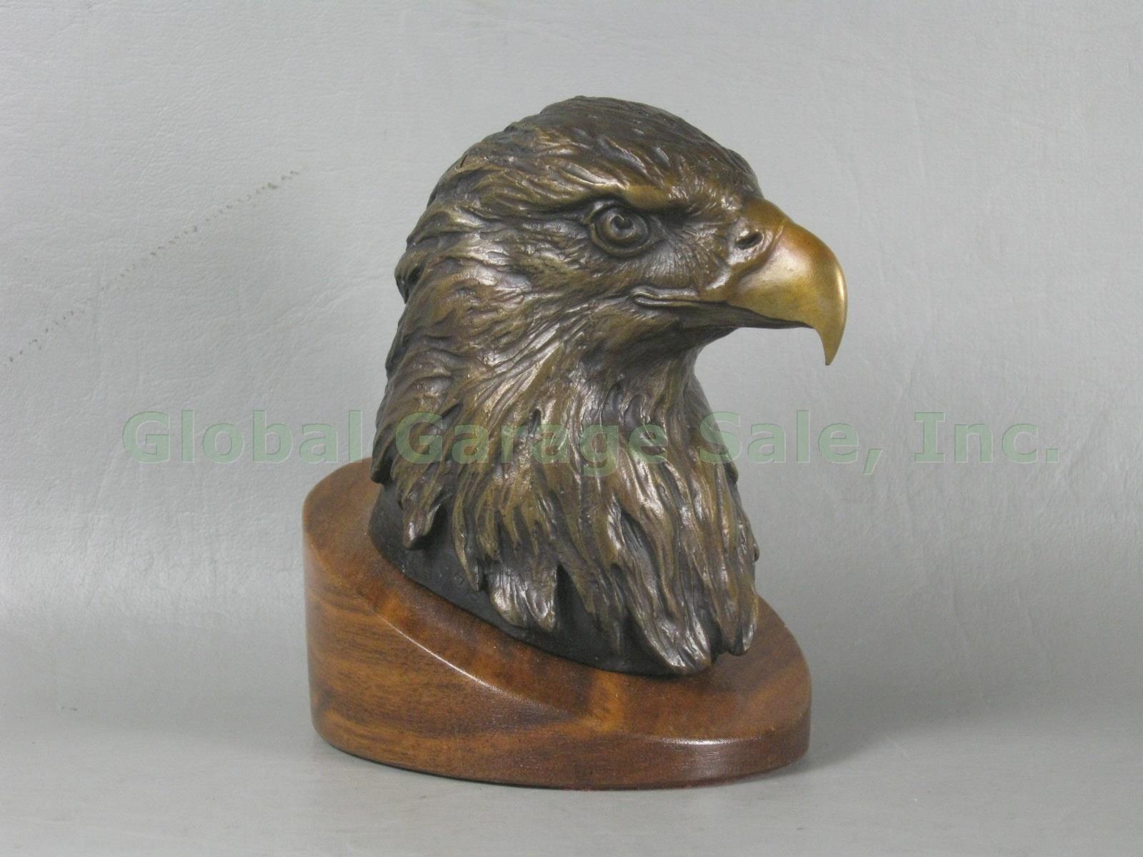 Signed Clark Bronson 1776-1976 Bicentennial Solid Bronze Bald Eagle Sculpture NR