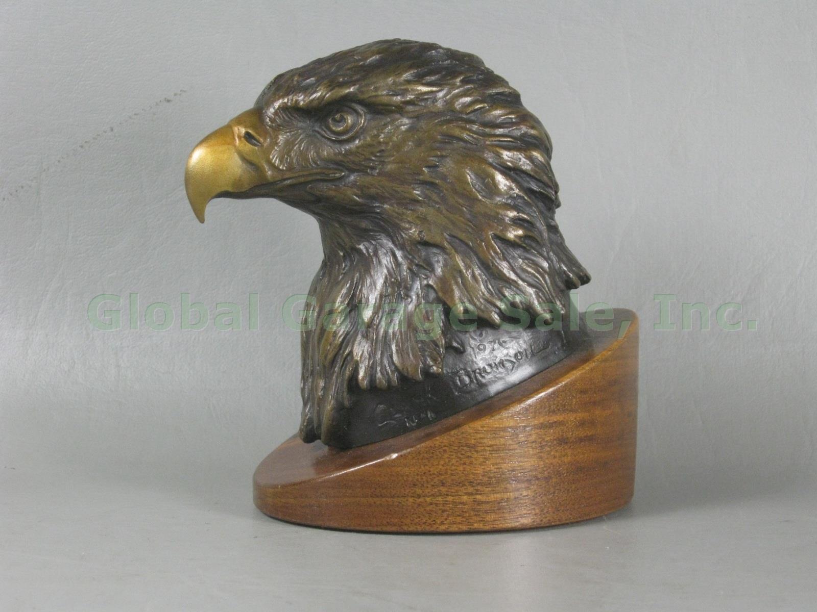 Signed Clark Bronson 1776-1976 Bicentennial Solid Bronze Bald Eagle Sculpture NR 1