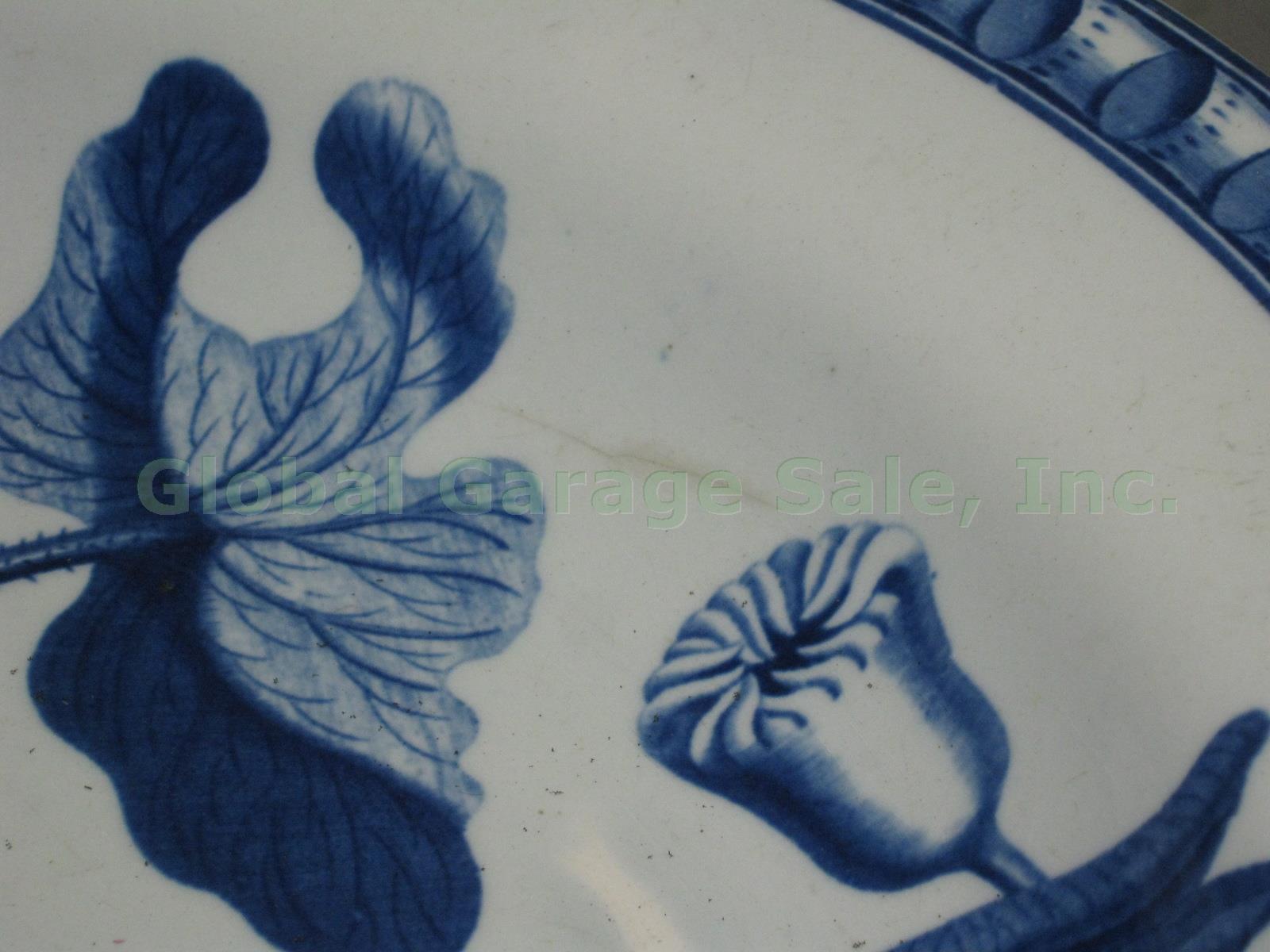 Rare Vtg Antique Wedgwood Blue Water Lily Turkey Serving Platter 20.5" c1810 2