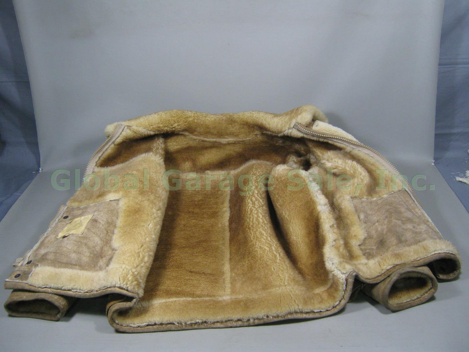 Mens Vtg Overland Leather Shearling Sheepskin Winter Coat Jacket Size XL NO RES! 5