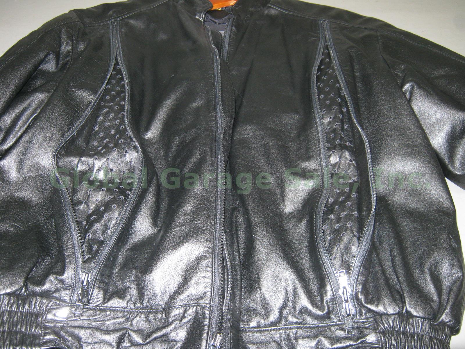 Hein Gericke Black Leather Motorcycle Suit Jacket W/ Liner 44 Boot Cut Pants 36 2