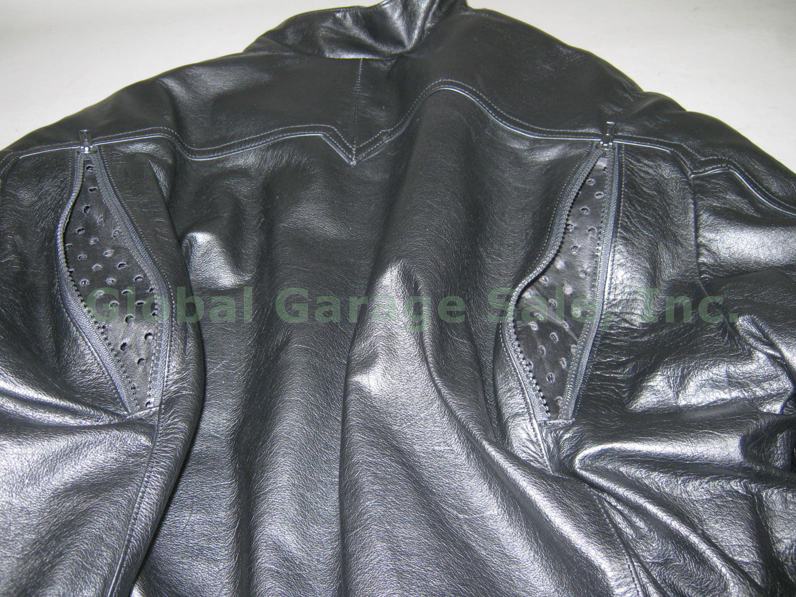 Hein Gericke Black Leather Motorcycle Suit Jacket W/ Liner 44 Boot Cut Pants 36 4