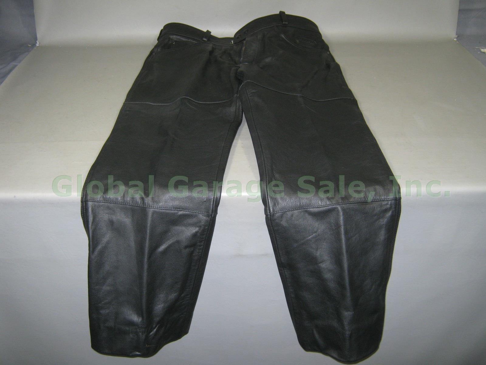 Hein Gericke Black Leather Motorcycle Suit Jacket W/ Liner 44 Boot Cut Pants 36 8