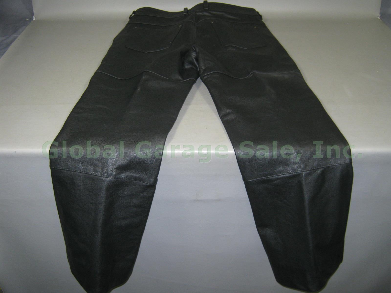 Hein Gericke Black Leather Motorcycle Suit Jacket W/ Liner 44 Boot Cut Pants 36 9