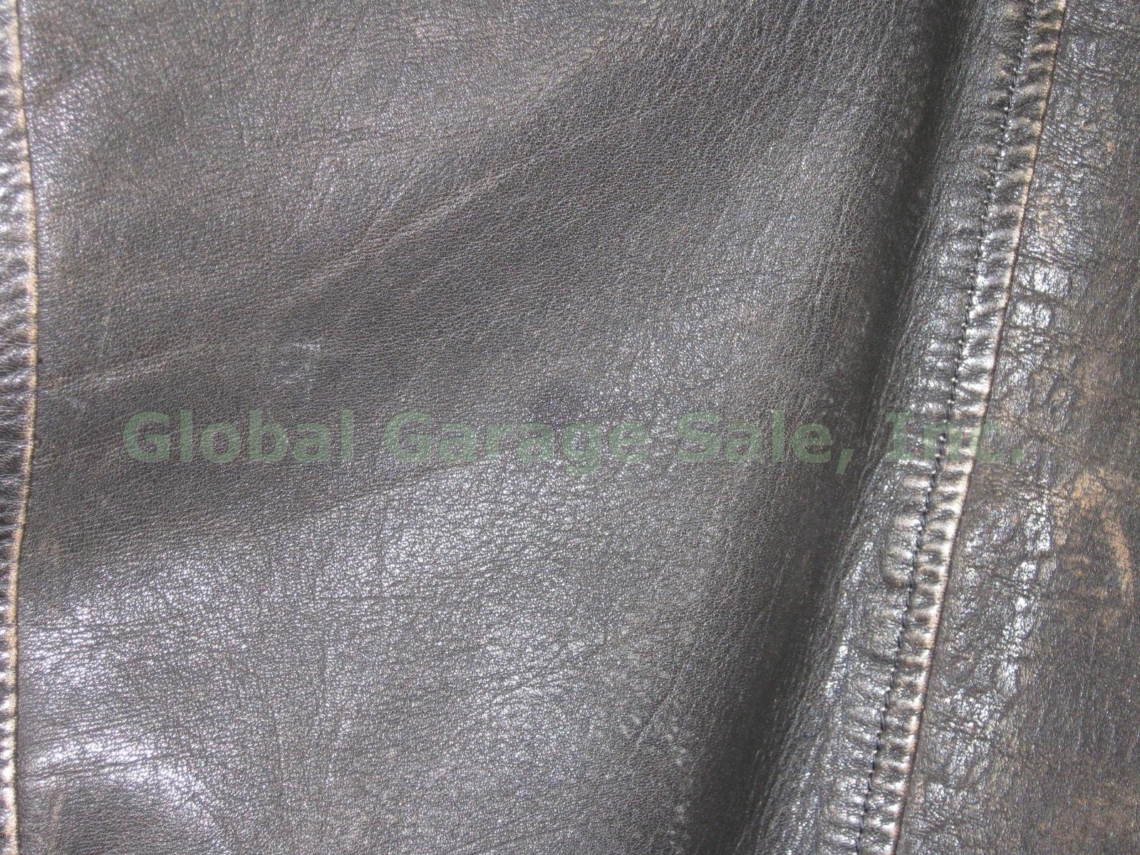 Mens Andrew Marc Distressed Black Leather Jacket Coat +Quilted Lining Size Small 2