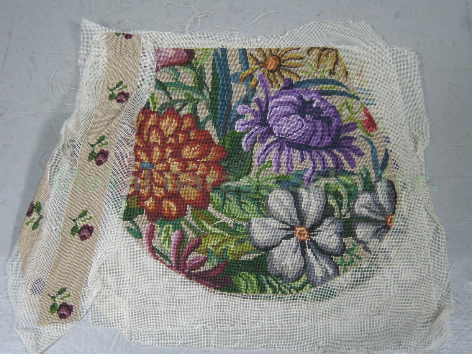 5 Vtg Antique Petit Point Needlepoint Tapestry Purse Bags Victorian Unfinished 12