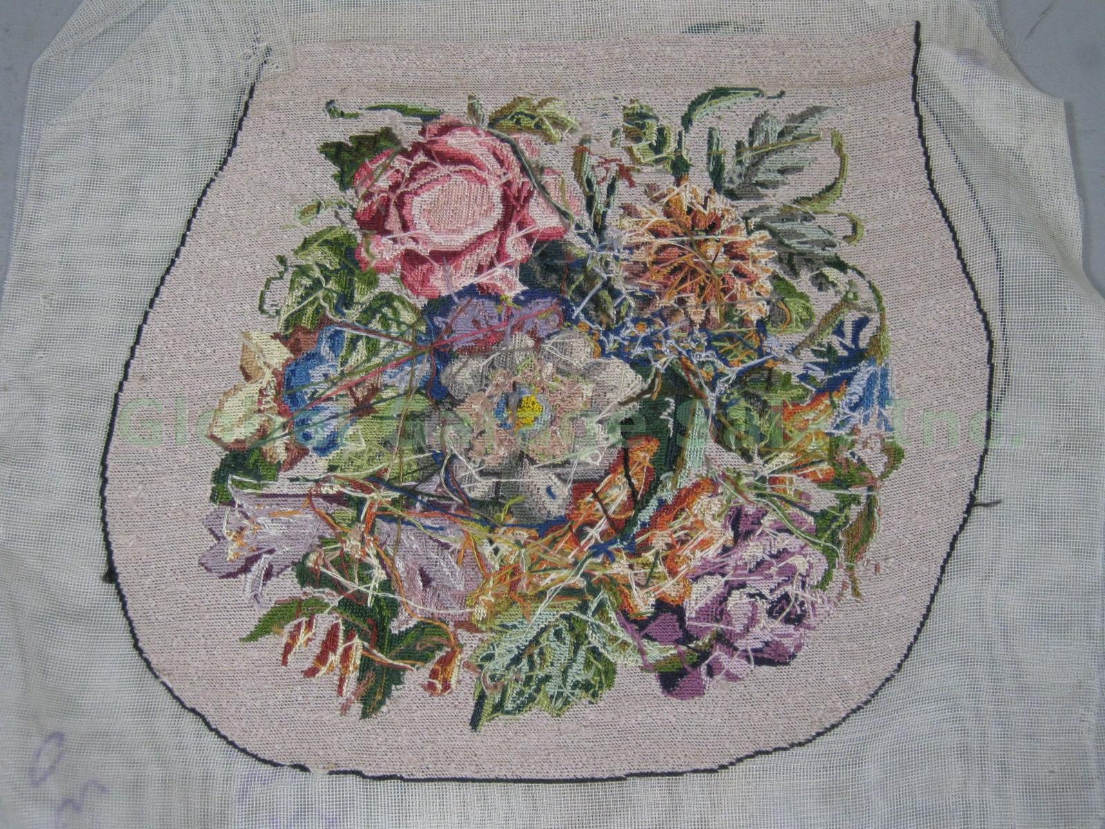 5 Vtg Antique Petit Point Needlepoint Tapestry Purse Bags Victorian Unfinished 17
