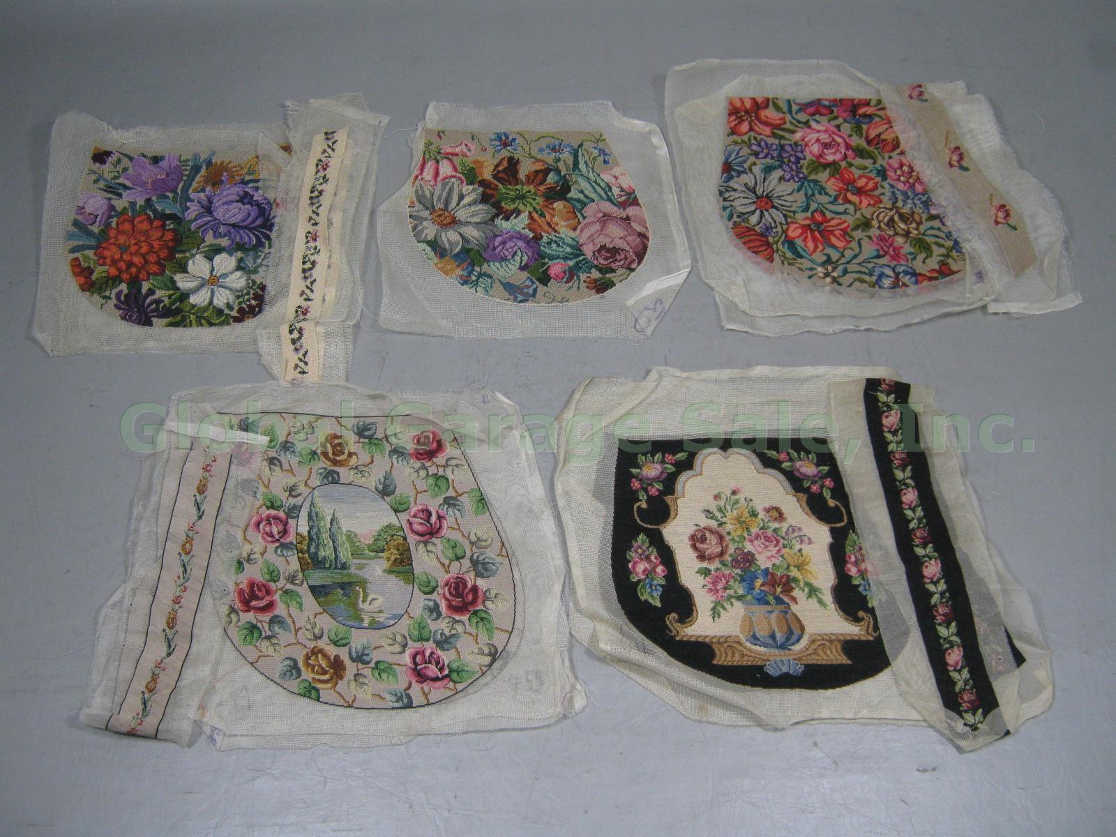 5 Rare Vtg Antique Petit Point Needlepoint Tapestry Purse Bags Floral Unfinished