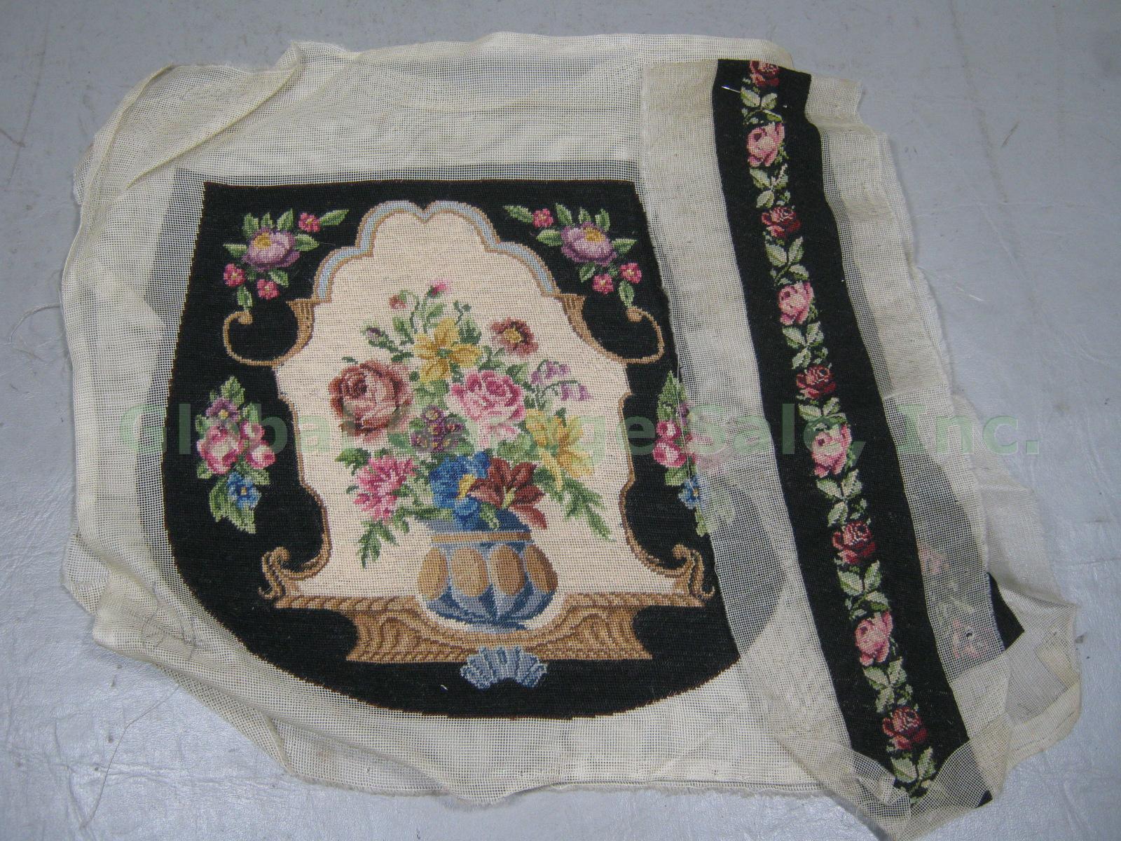 5 Rare Vtg Antique Petit Point Needlepoint Tapestry Purse Bags Floral Unfinished 6