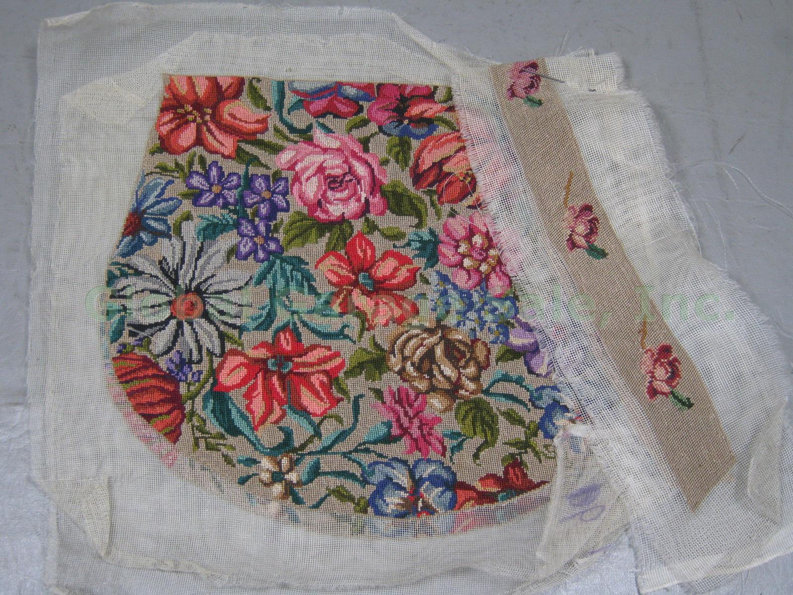 5 Rare Vtg Antique Petit Point Needlepoint Tapestry Purse Bags Floral Unfinished 8