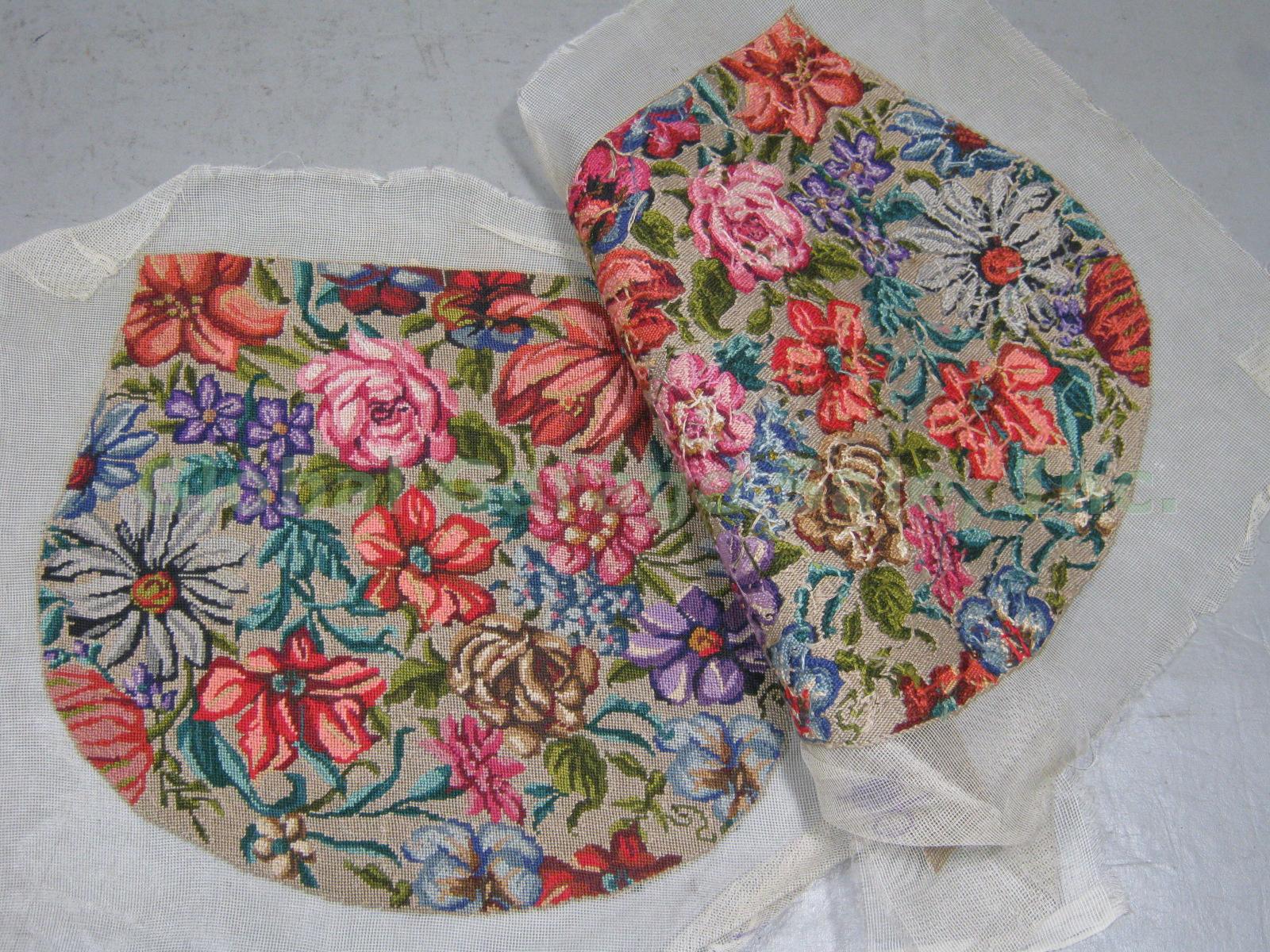 5 Rare Vtg Antique Petit Point Needlepoint Tapestry Purse Bags Floral Unfinished 10