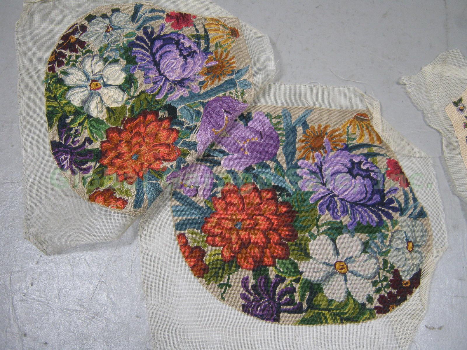 5 Rare Vtg Antique Petit Point Needlepoint Tapestry Purse Bags Floral Unfinished 13