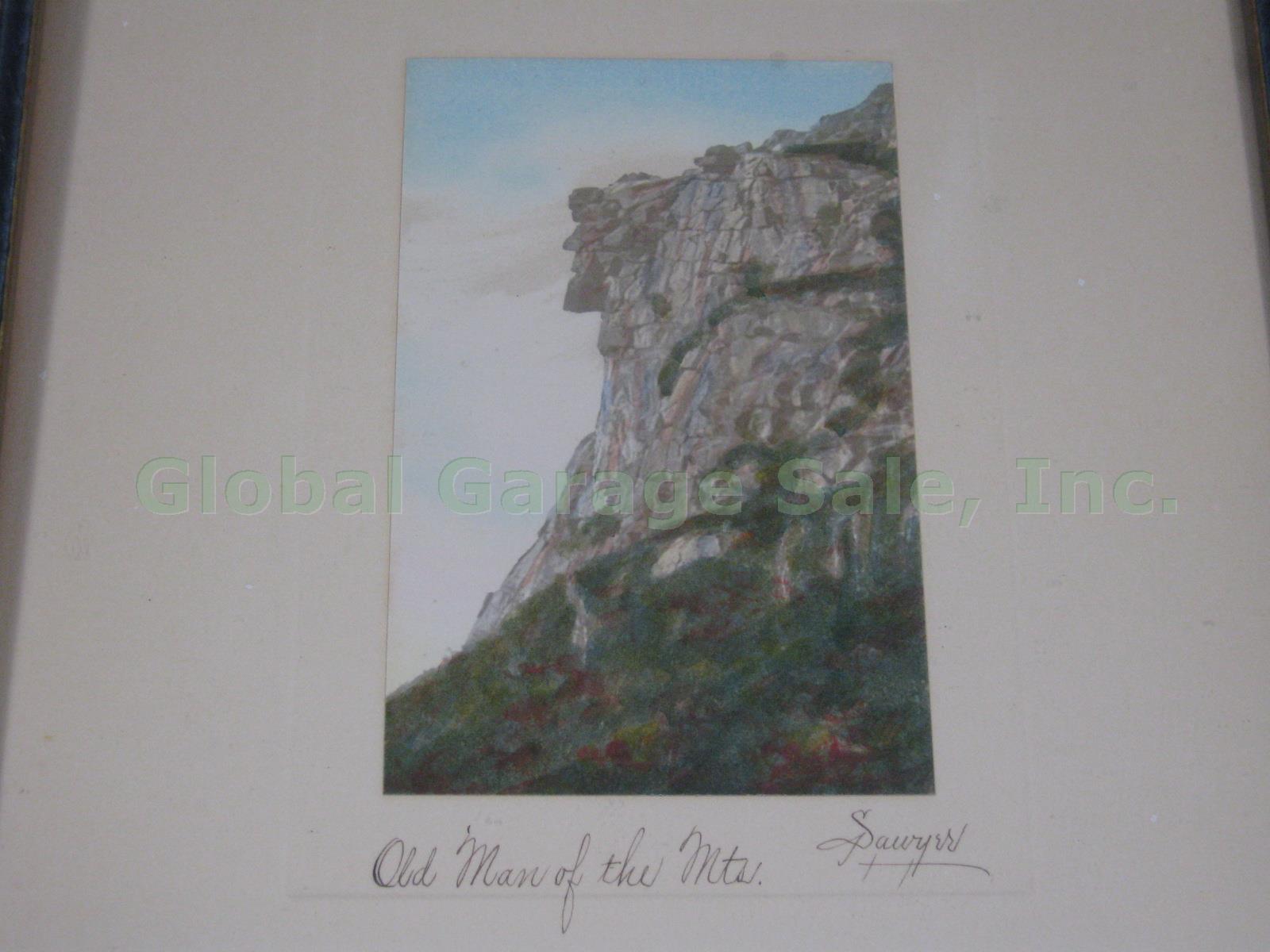 Signed Hand Colored Photo Wallace Nutting Charles Sawyer Old Man Of The Mountain 2