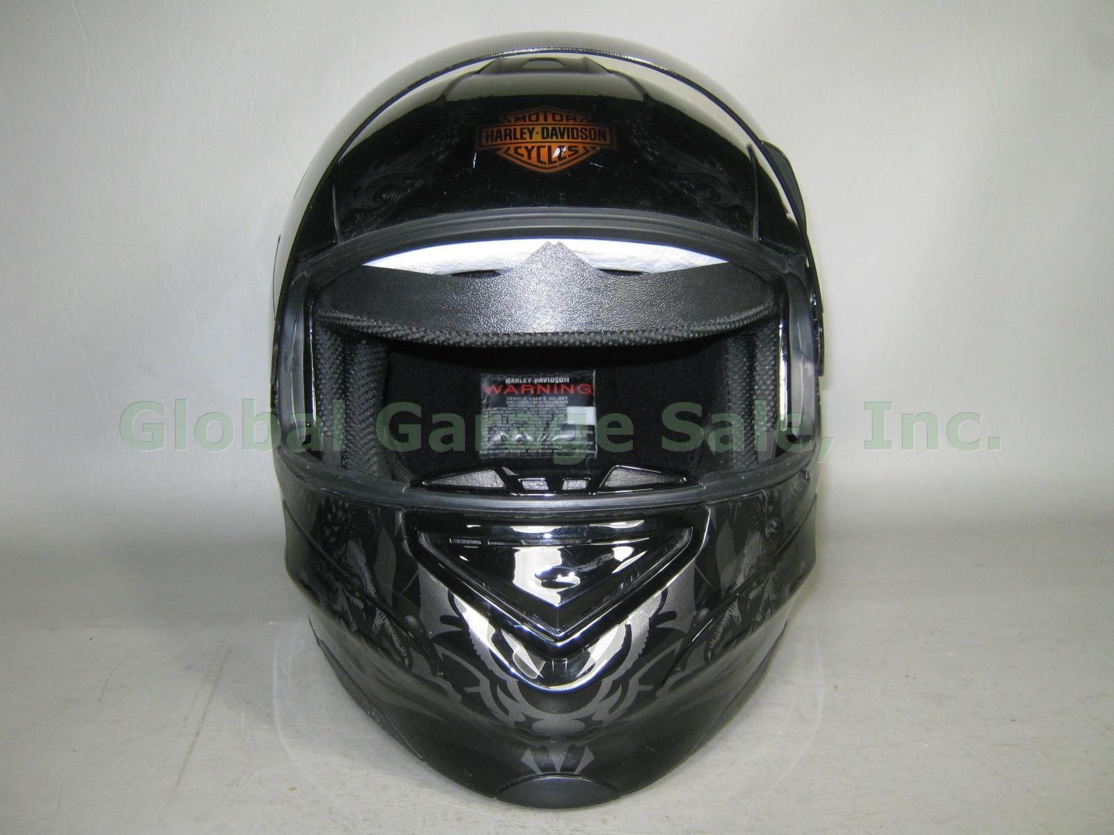 Mens KBC Harley Davidson Eagle Motorcycle Helmet Large W/ Black Visor Shield NR! 2