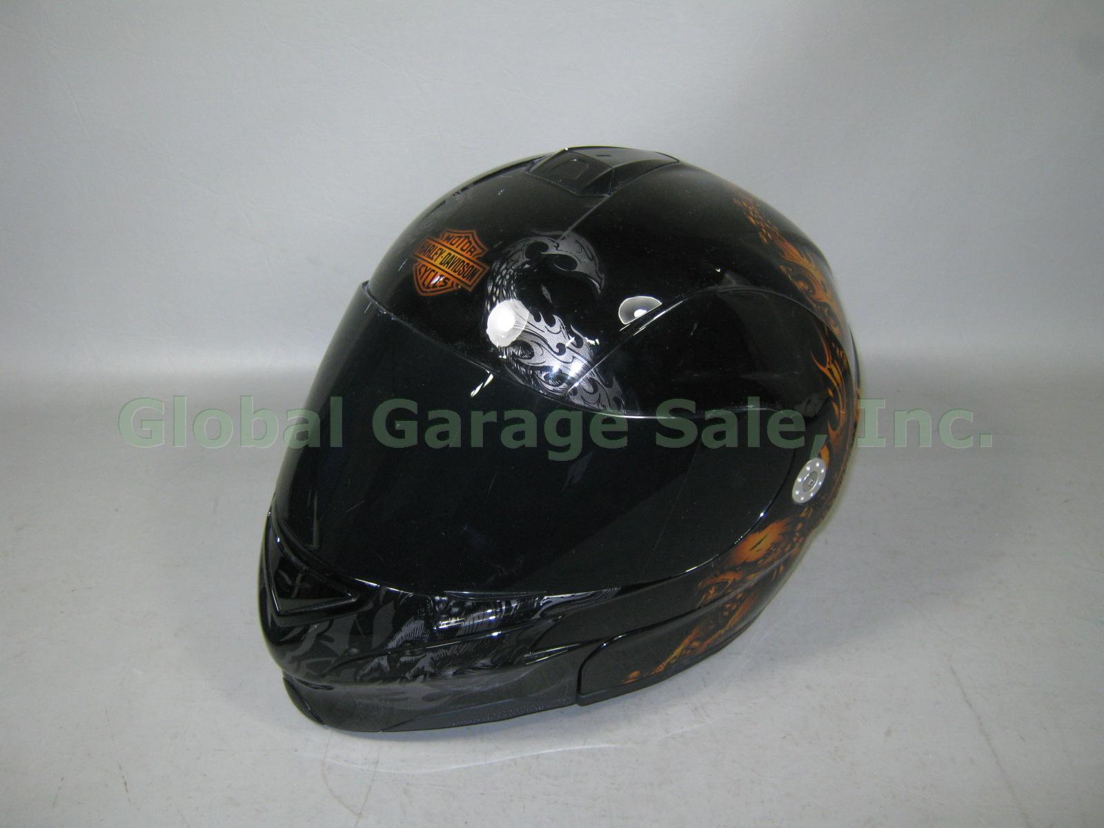 Mens KBC Harley Davidson Eagle Motorcycle Helmet Large W/ Black Visor Shield NR! 6