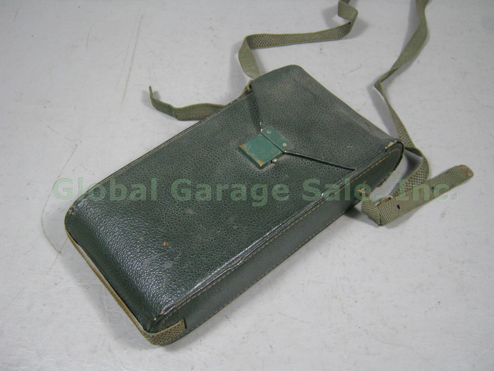 Vtg Antique Green Kodak Pocket Junior Jr 1A Folding Camera W/ Carrying Case NR!! 8