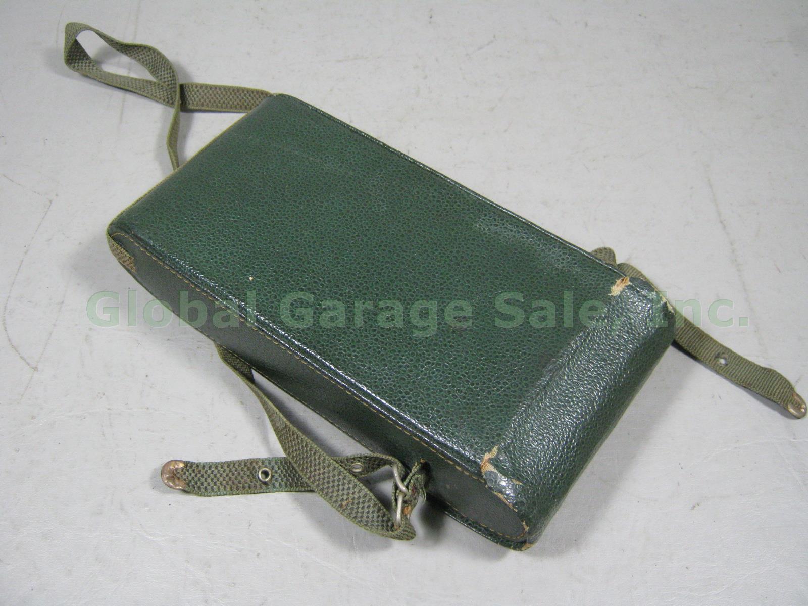 Vtg Antique Green Kodak Pocket Junior Jr 1A Folding Camera W/ Carrying Case NR!! 9