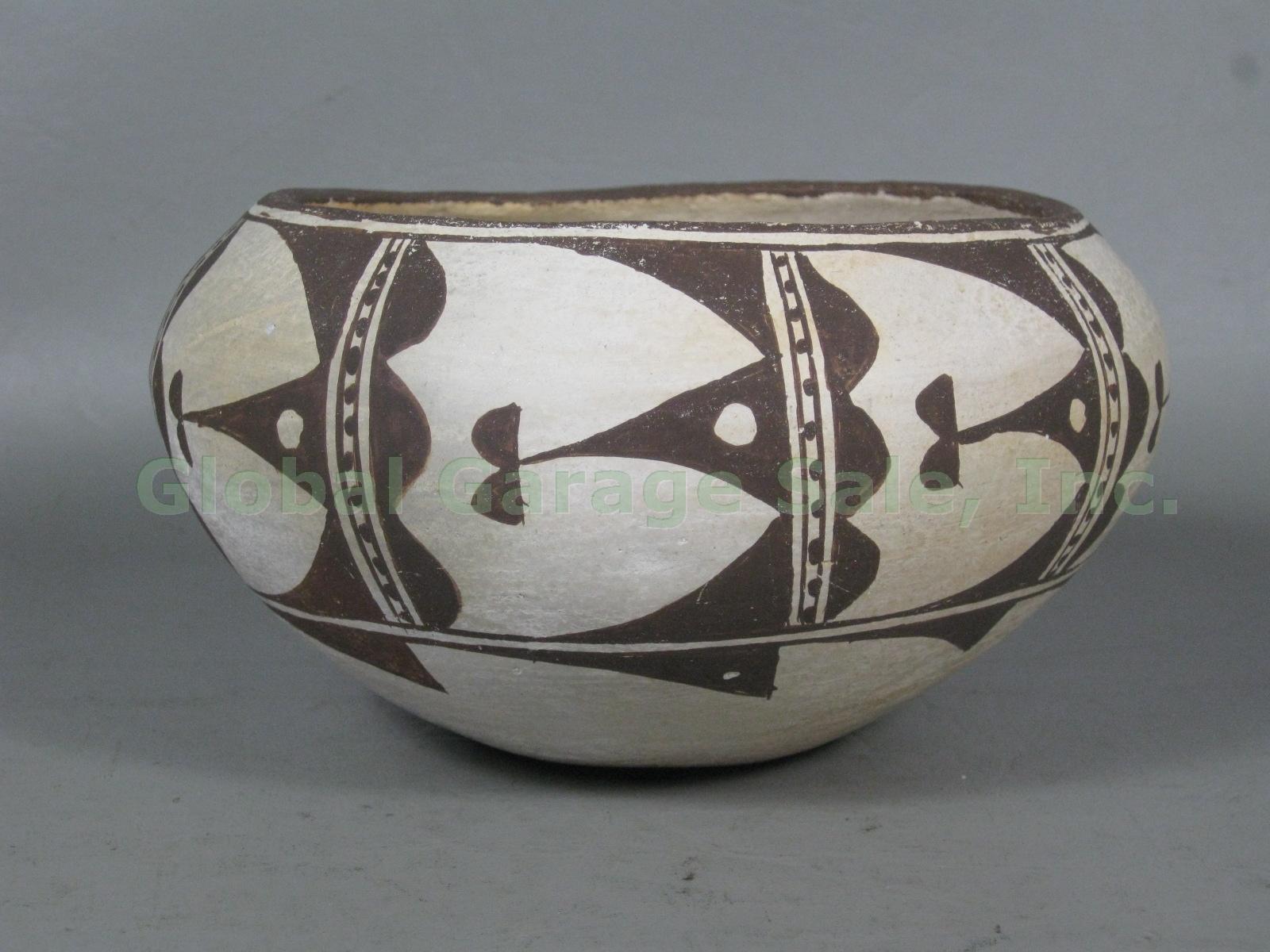 Vtg Antique Circa 1920 Native American Pottery Acoma Pueblo Bowl Pot 6"x3" NR!