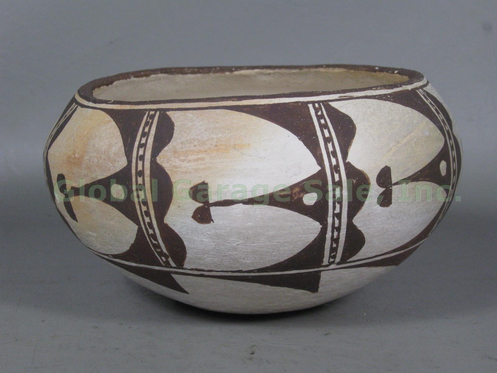 Vtg Antique Circa 1920 Native American Pottery Acoma Pueblo Bowl Pot 6"x3" NR! 1