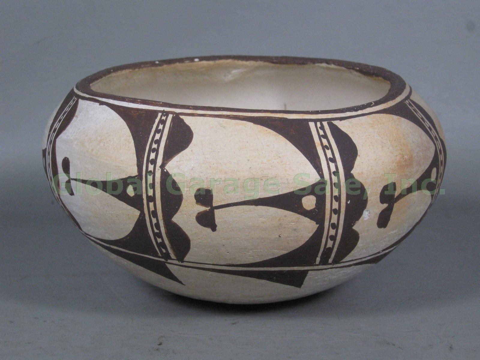 Vtg Antique Circa 1920 Native American Pottery Acoma Pueblo Bowl Pot 6"x3" NR! 2