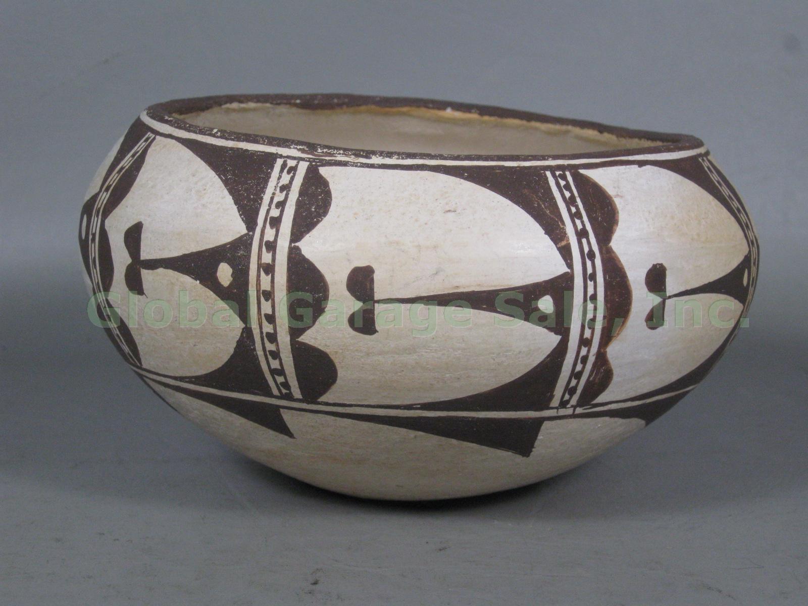 Vtg Antique Circa 1920 Native American Pottery Acoma Pueblo Bowl Pot 6"x3" NR! 3