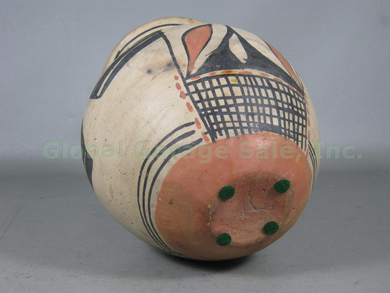 Antique 1920-30 Santo Domingo Native American Pottery Polychrome Pot Storage Jar 5