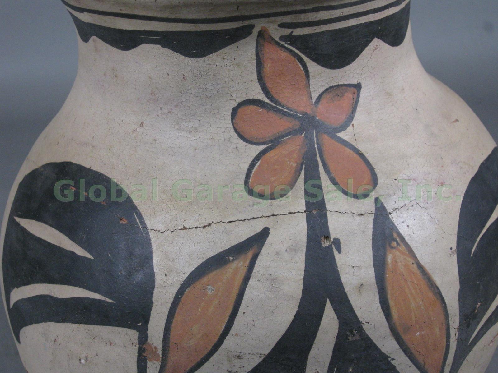 Antique 1920-30 Santo Domingo Native American Pottery Polychrome Pot Storage Jar 7