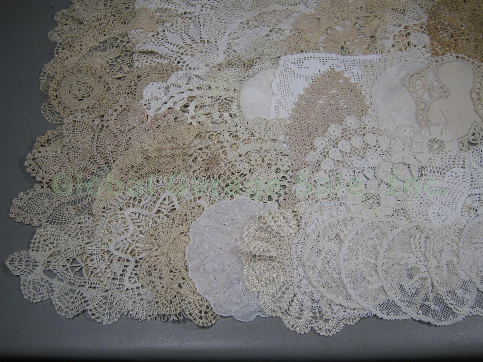 54 Vtg Antique Hand Crochet Lace Doily Arm Cover Hanky Napkin Table Runners Lot 1