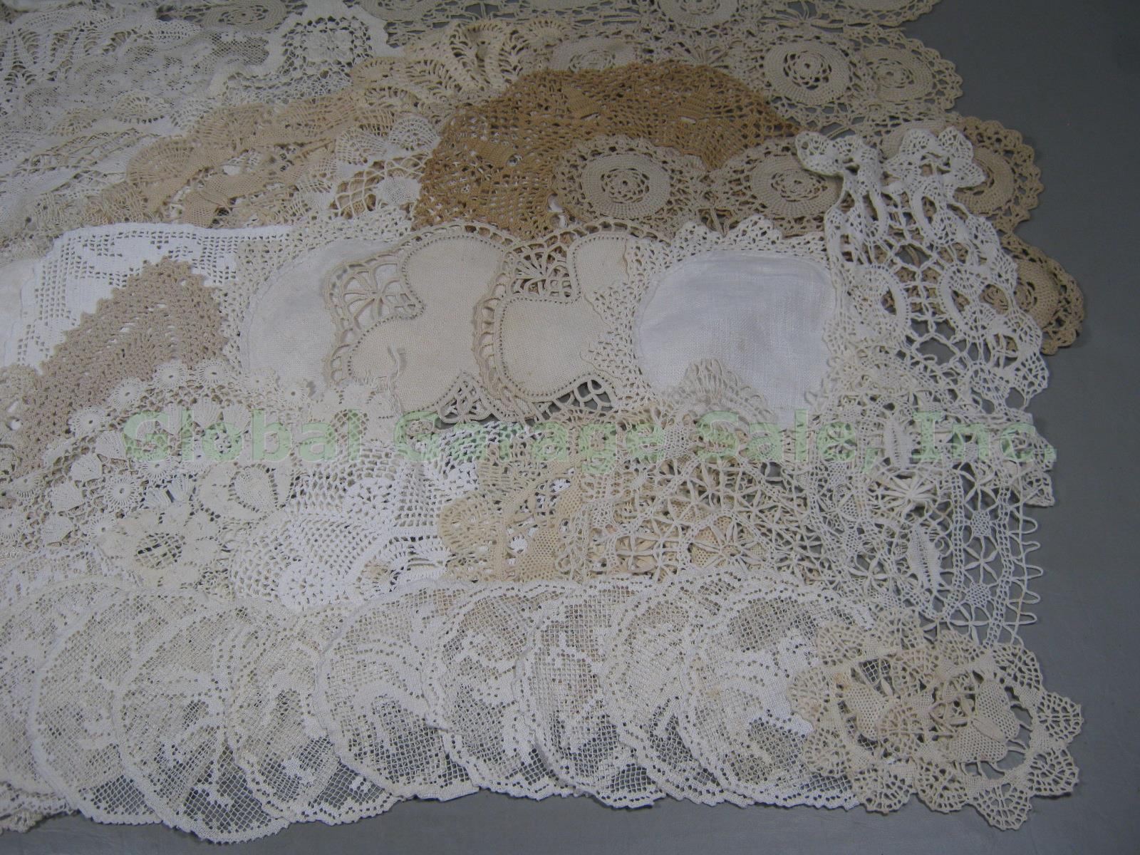 54 Vtg Antique Hand Crochet Lace Doily Arm Cover Hanky Napkin Table Runners Lot 2