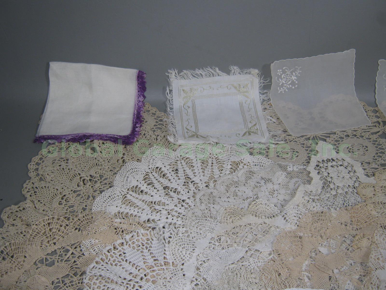 54 Vtg Antique Hand Crochet Lace Doily Arm Cover Hanky Napkin Table Runners Lot 3