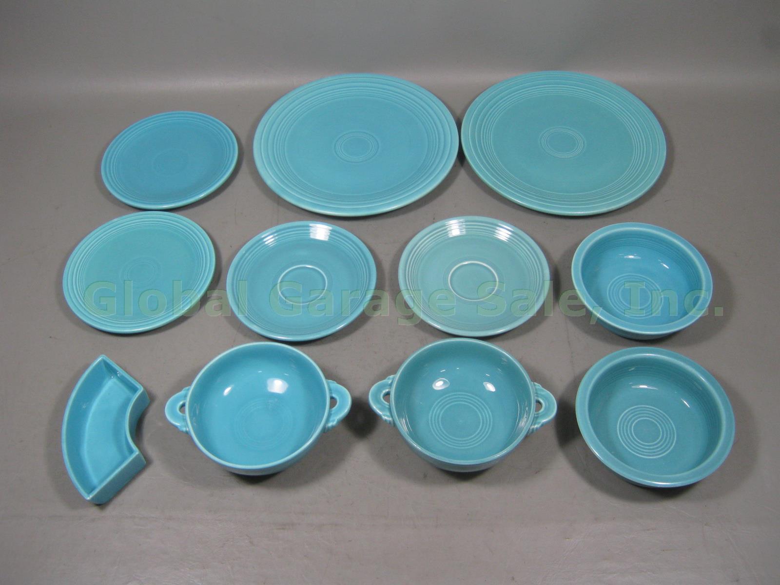 Vtg Turquoise Fiestaware Lot Cream Soup Bowls Dinner Bread Butter Plates Saucers