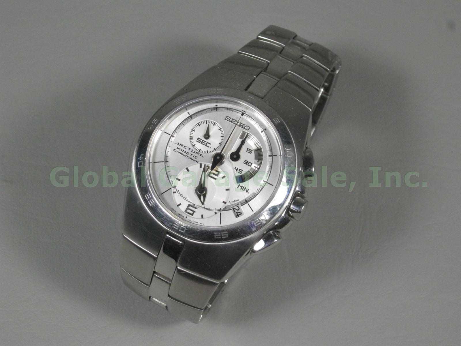 Seiko Arctura Kinetic Chronograph Watch Sapphire Crystal Stainless 7L22-0AA0 NR!