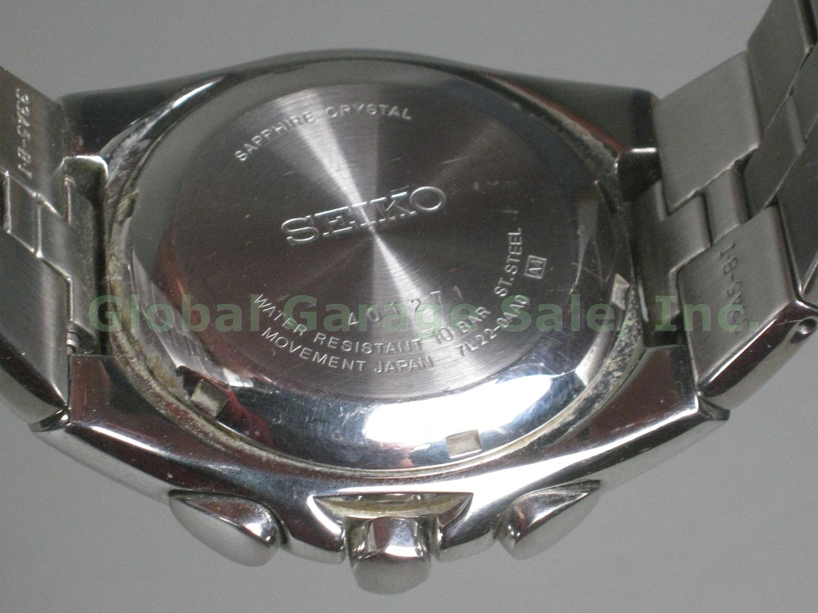 Seiko Arctura Kinetic Chronograph Watch Sapphire Crystal Stainless 7L22-0AA0 NR! 9