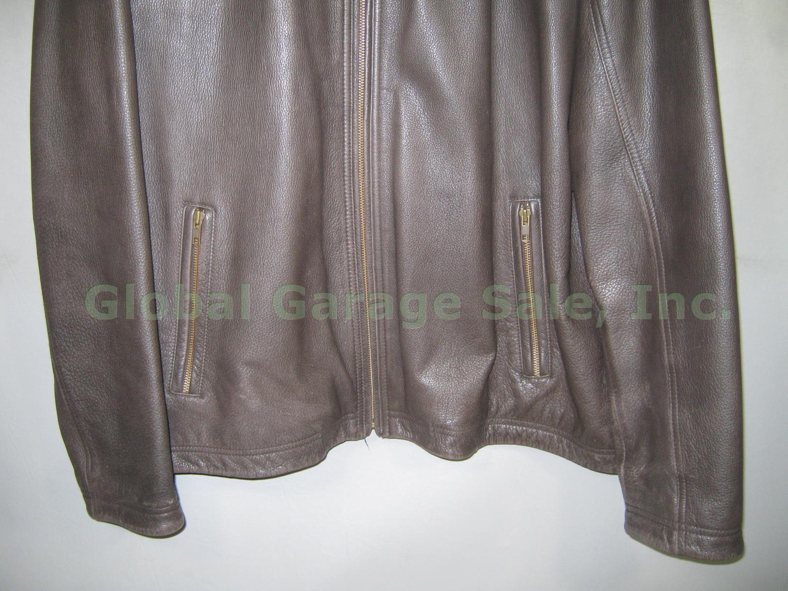 Eddie Bauer Mens Brown Leather Jacket Size Tall XL Extra Large 1 Owner No Reserv 2
